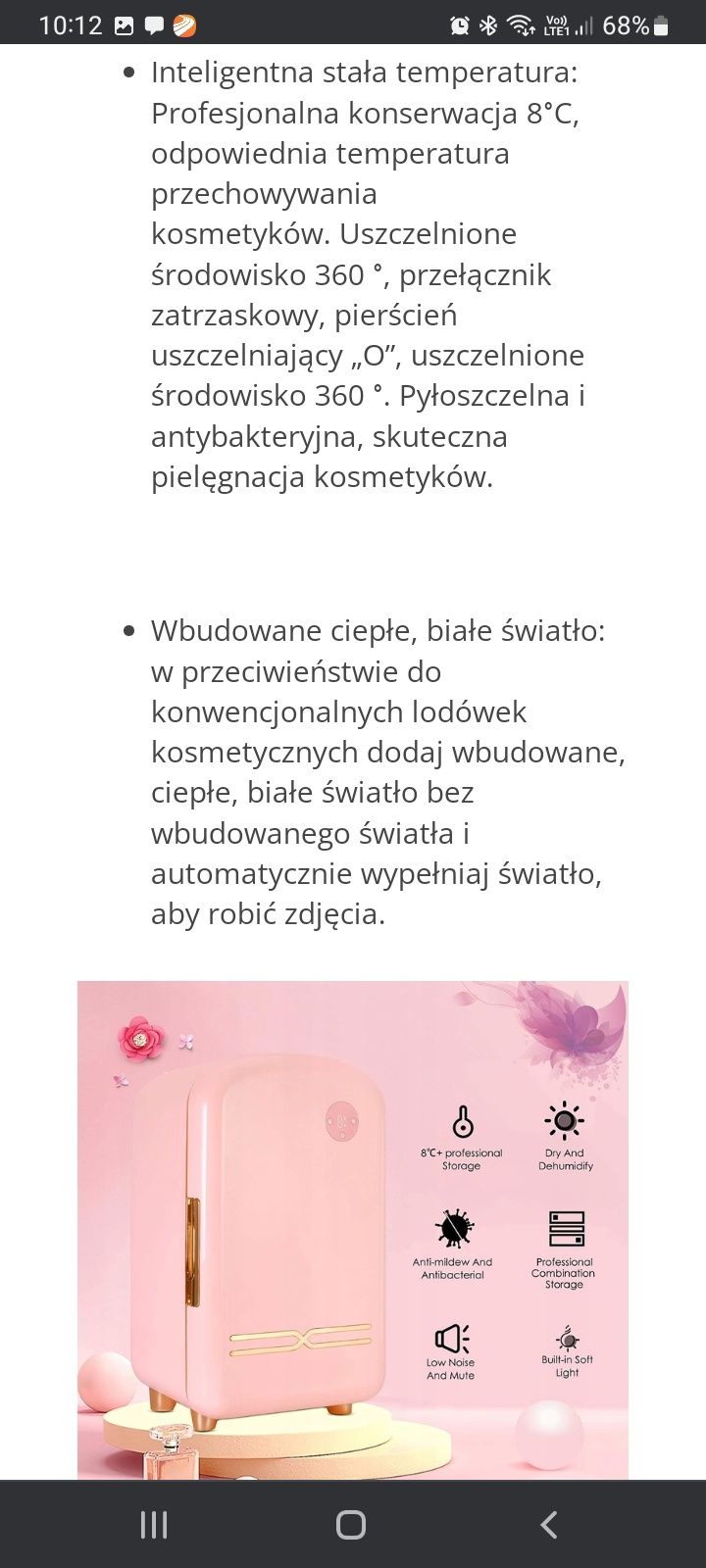 Lodówka na kosmetyki dla kobiety.