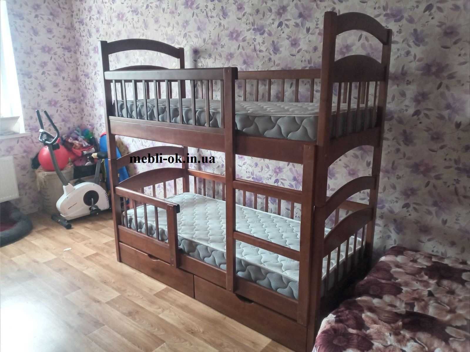 Двухъярусная кровать Карина Люкс Усиленная NEW, из дерева ольхи