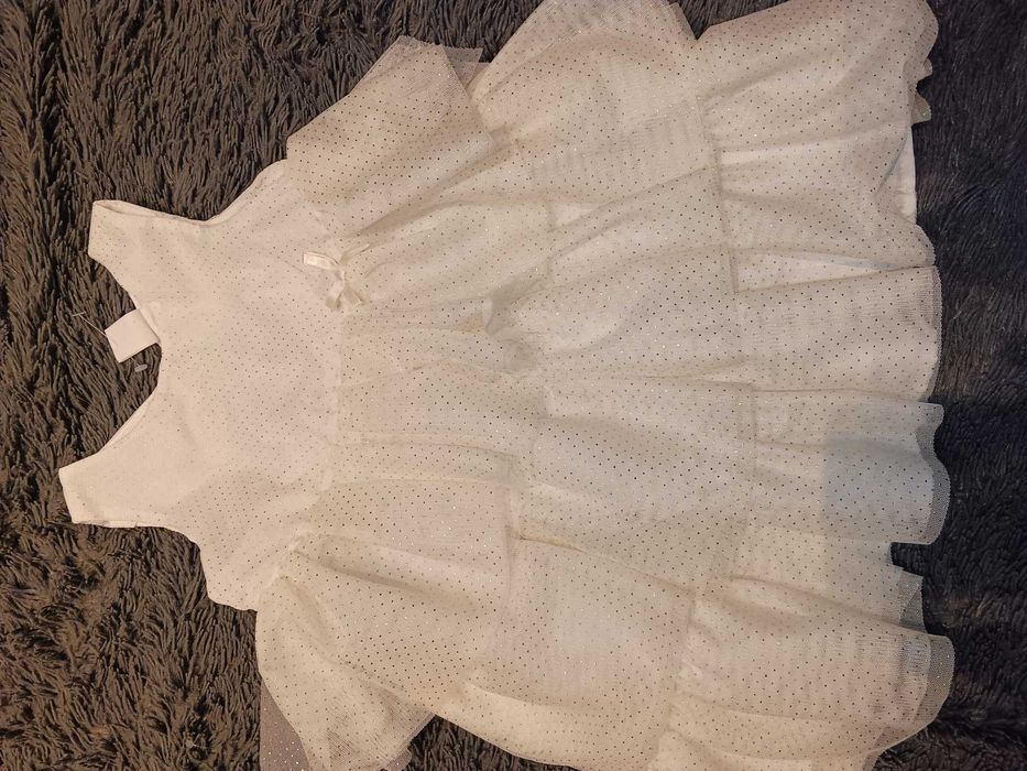 sukieneczka sukienka 86 H&M biało złote kropki wesele chrzciny komunia