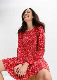 B.P.C sukienka shirtowa czerwona w drobne kwiatuszki ^44/46