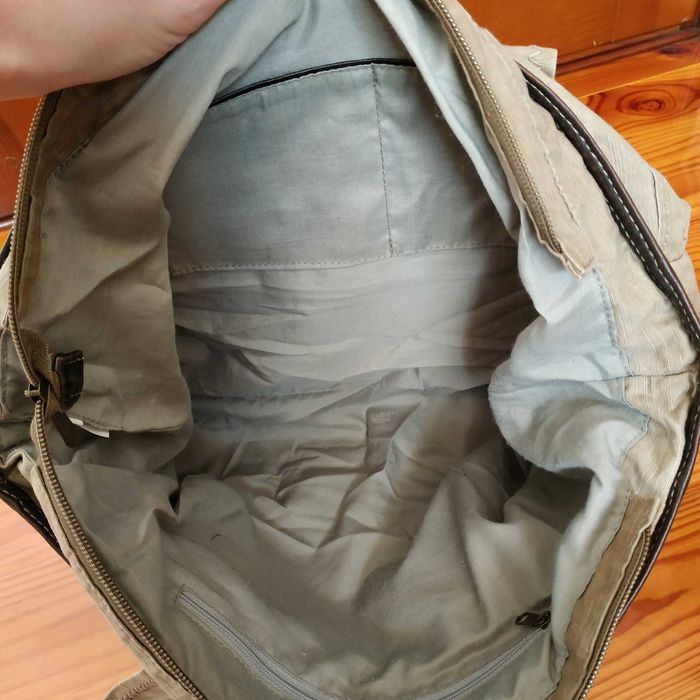 Брезентова сумка з шкіряними вставками