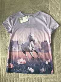 T-shirt z nadrukiem konia, rozm. 158/164, H&M - nowy