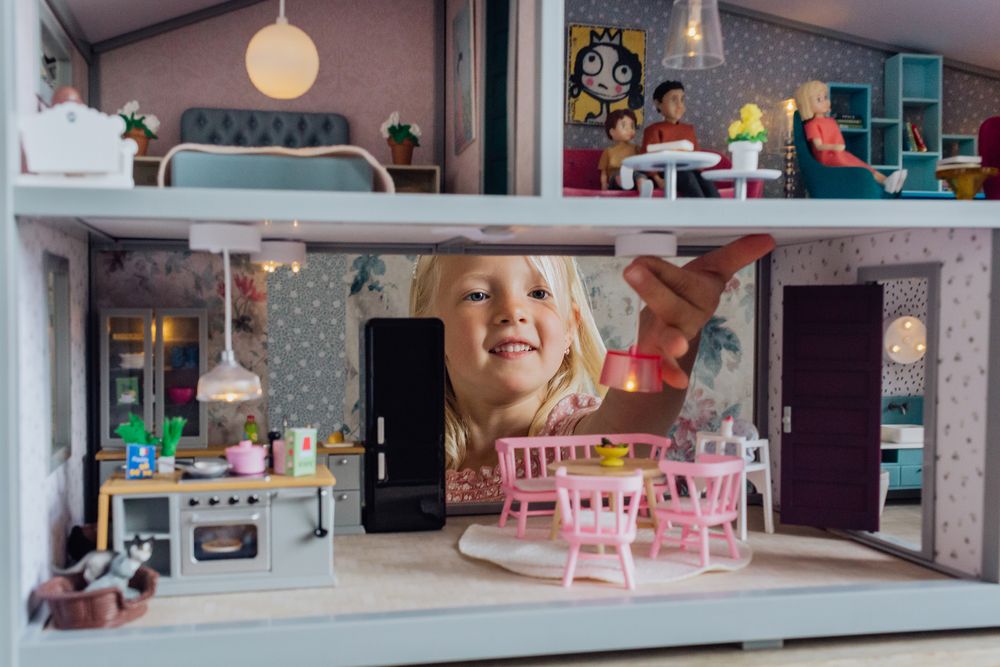 Oświetlenie domku dla lalek zestaw, wyposażenie, lampy Lundby