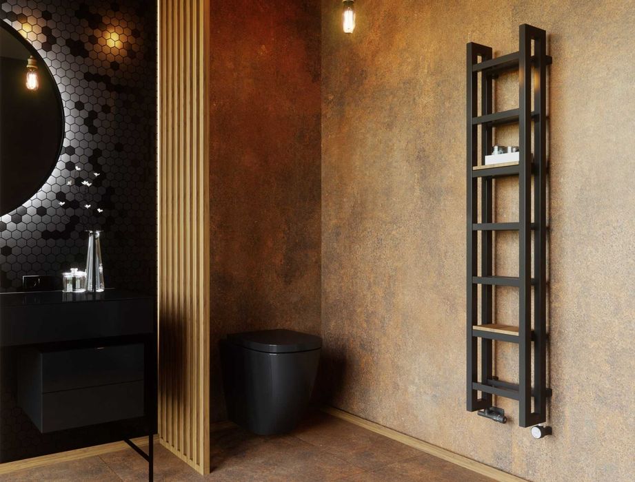 Grzejnik Terma Stand 1380x500 w kolorze Czarnym z podłączeniem SX