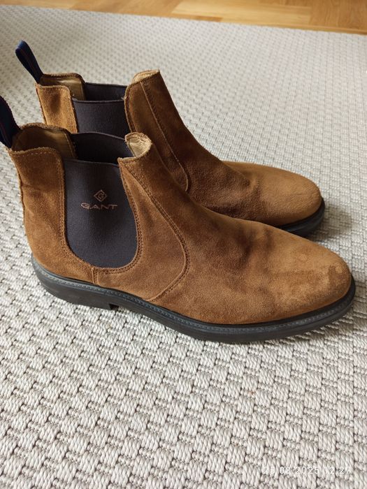 Męskie sztyblety Gant camelowe z zamszu