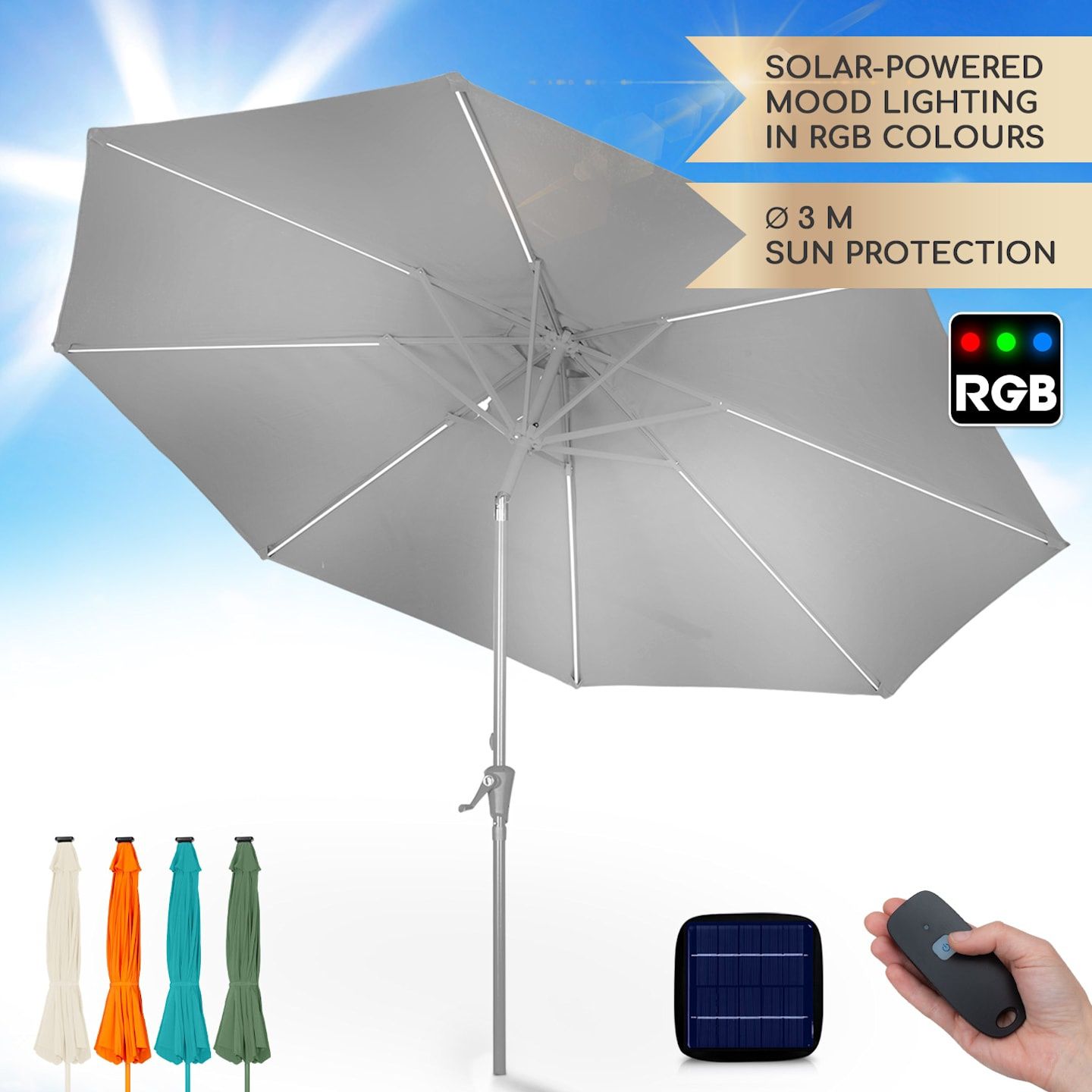 Blumfeldt Calais, parasol ogrodowy, LED, aluminium, poszycie z poliest