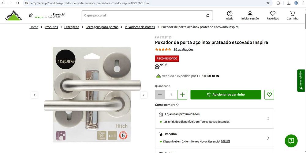 Lote de Portas Interiores Esq. e Dit. Novas e Puxadores em inox