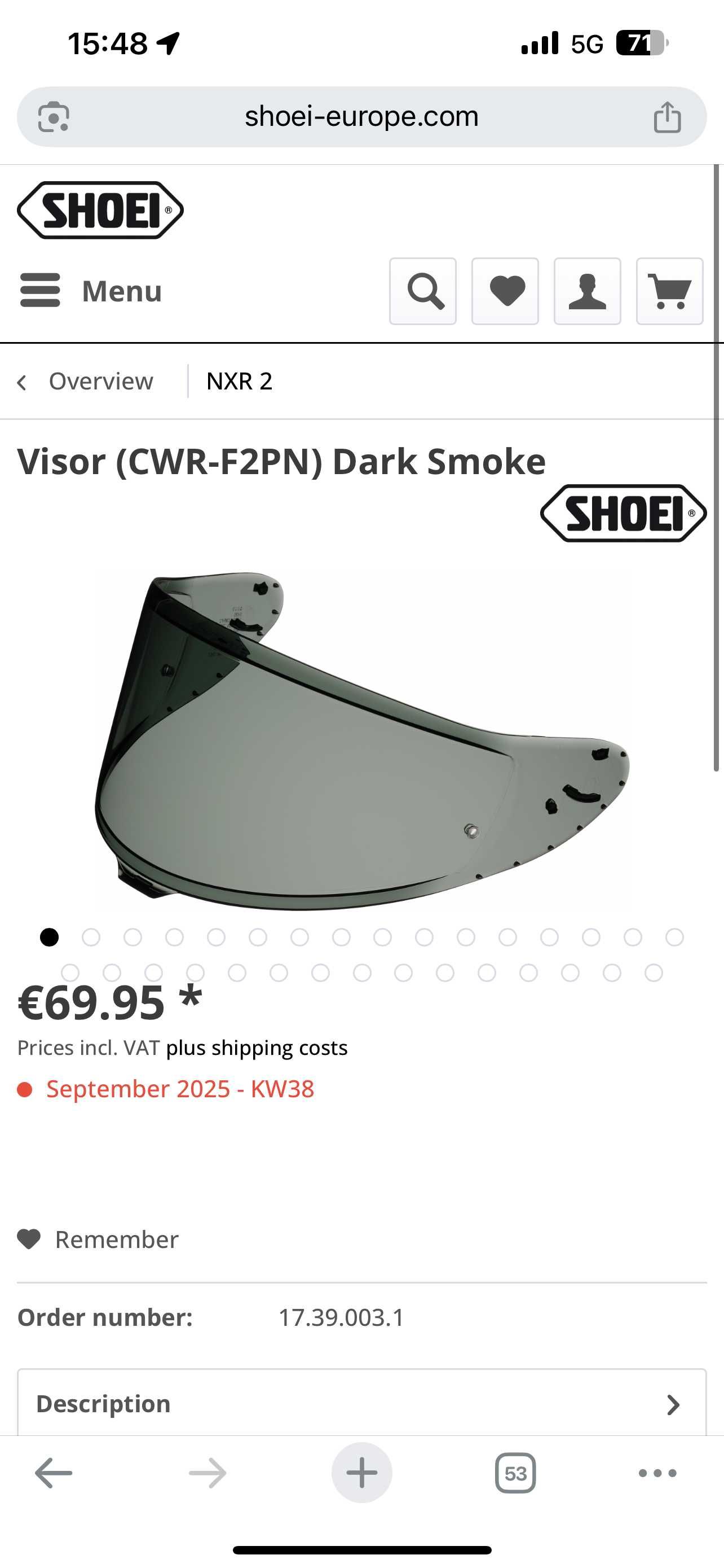 Viseira Shoei Cwr-F2 with pin Fumada