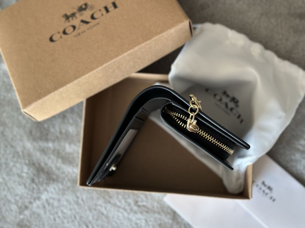 Гаманець Coach snap wallet шкіряний коричневий / кошельок женский коач