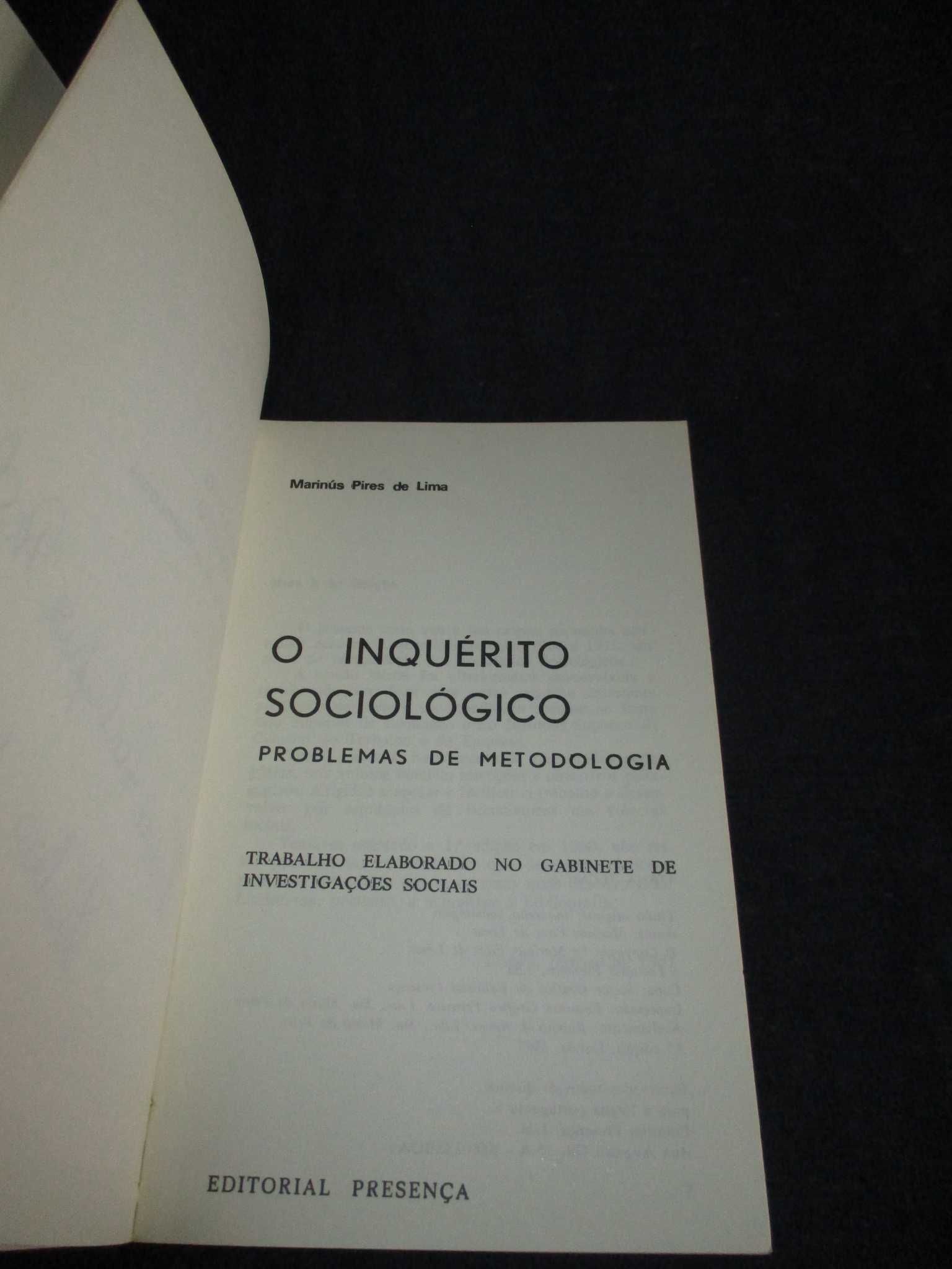 Livro Inquérito Sociológico Problemas de Metodologia Marinús