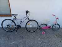 Duas bicicletas roda 16 e  roda 24 TT como novas