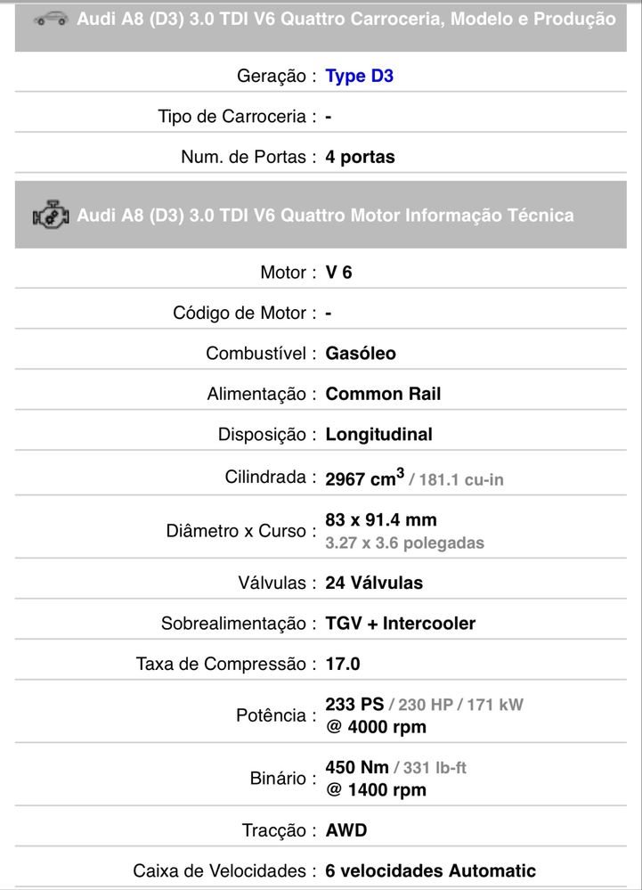 Audi A8 Quattro 3.0 V6 TDI ( IUC barato )