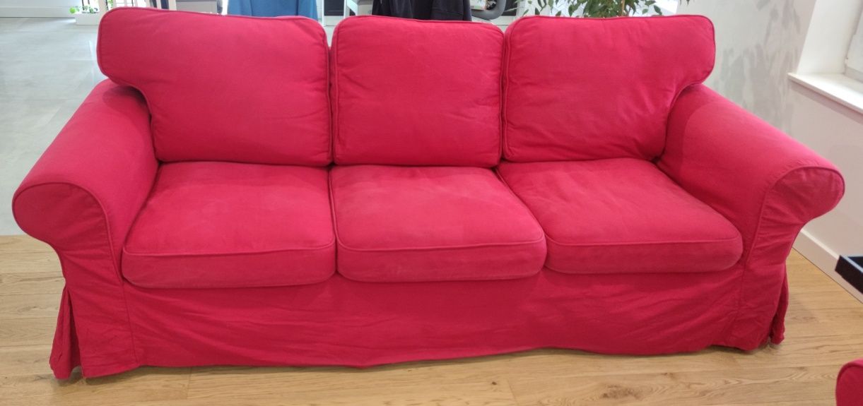 Sofa 3-osobowa Ektorp Ikea, nierozkładana, czerwona