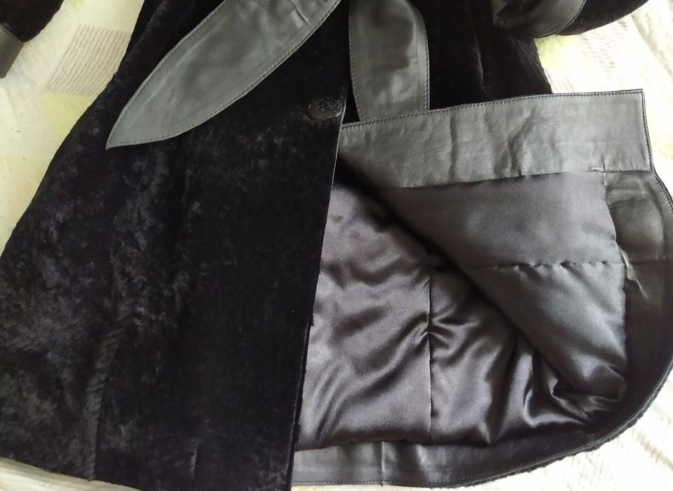 Новая женская натуральная шуба дублёнка (каракуль, песец), размер S