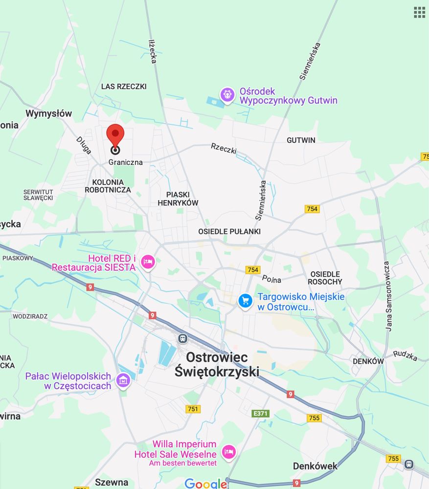 Ostrowiec Św. Dz. Budowlane ul. Las Rzeczki i Folwark Piaski 1500m2