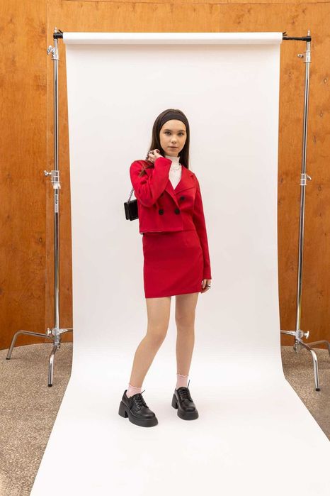 Дитячий костюм стильний корот піджак спідниця підлітковий для дівчинки