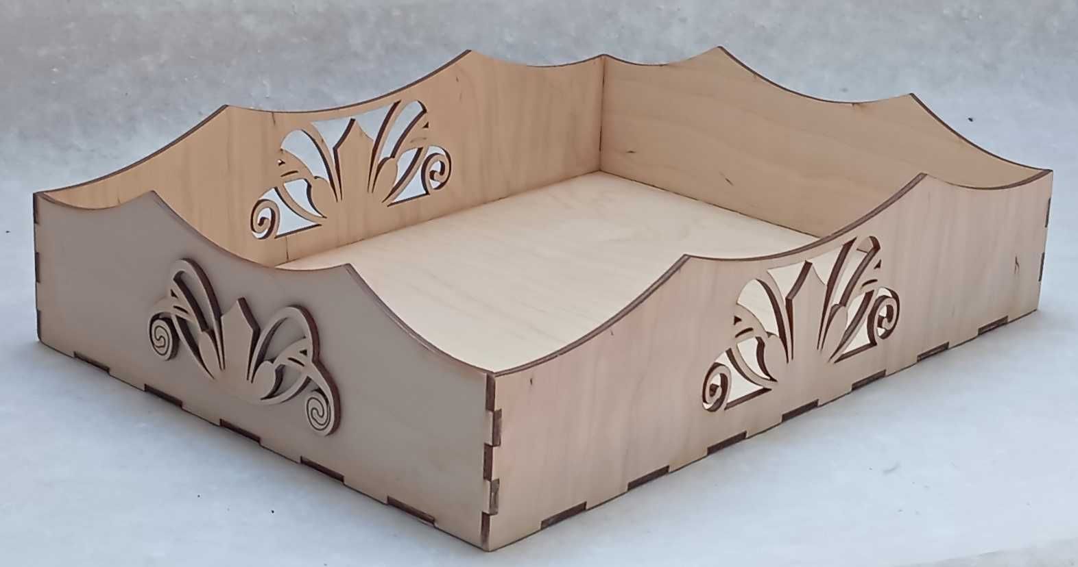 Ozdobne Pudełko Drewniane Koszyk Decoupage Pojemnik 30x22