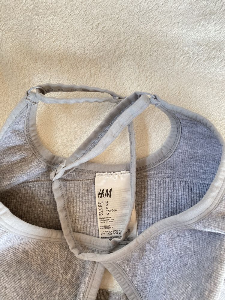 Szwry stanik sportowy top w prążki h&m 36 s