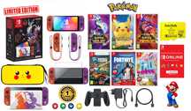 Nintendo SWITCH Oled 320GB Limitowana Pokemon + 4 gry + szkło + etui