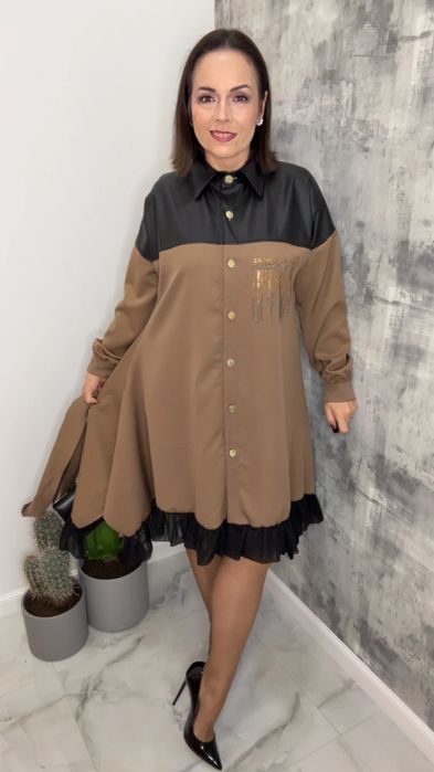 Sukienka Lola Bianka beżowa elegancka