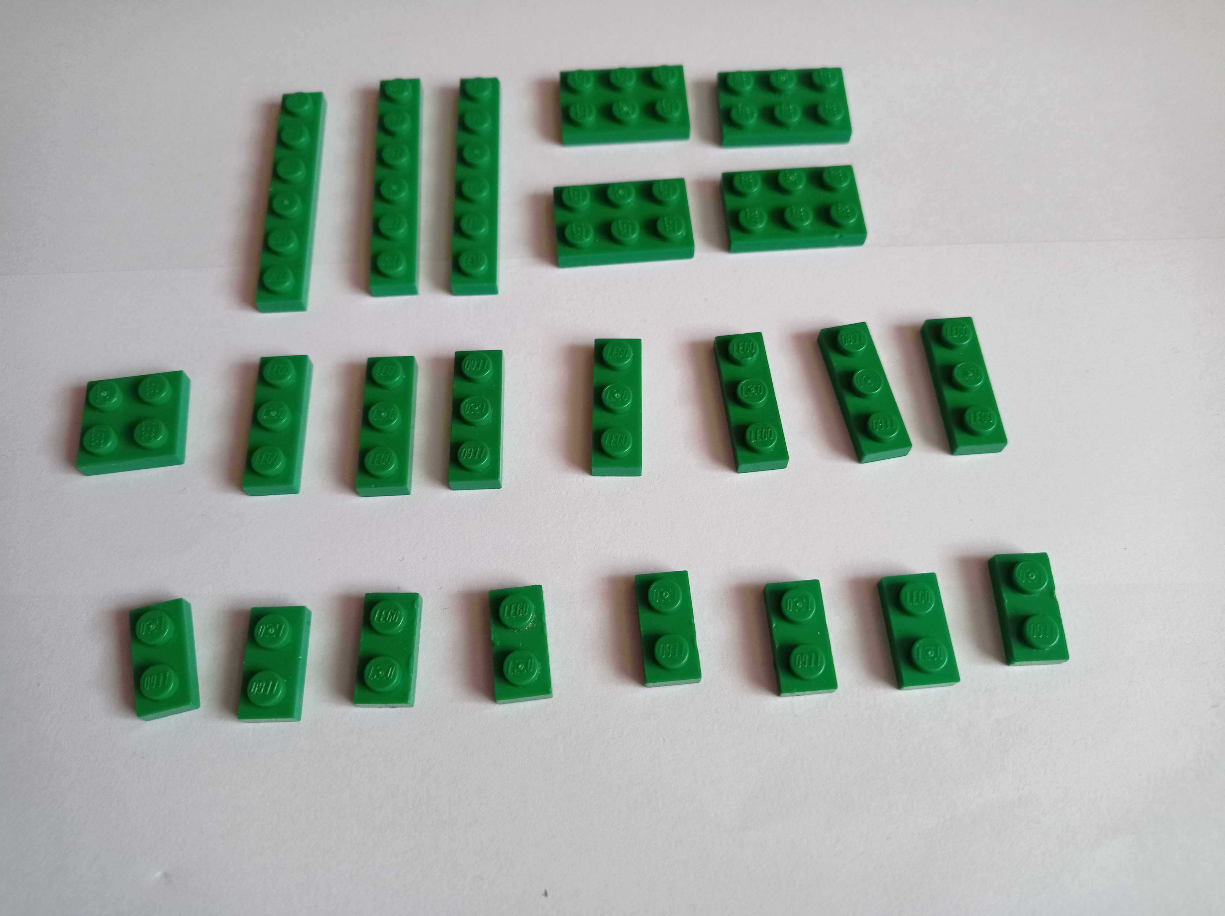 Klocki Lego, płytka, 1x2, 1x3, 2x2, 1x6, 2x3, kolor zielony