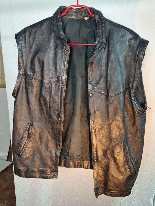 Colete cabedal vintage homem usado