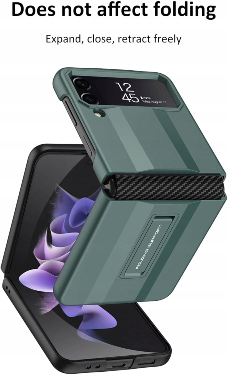 Etui z Zawiasem i Podstawką do Samsung Galaxy Z Flip 4 5G zielone