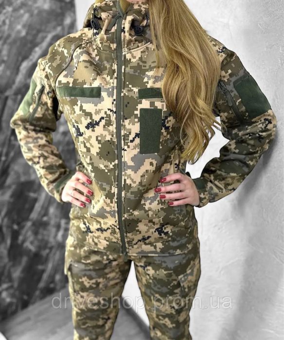 софтшел softshell куртка піксельна військова осіння зсу жіноча