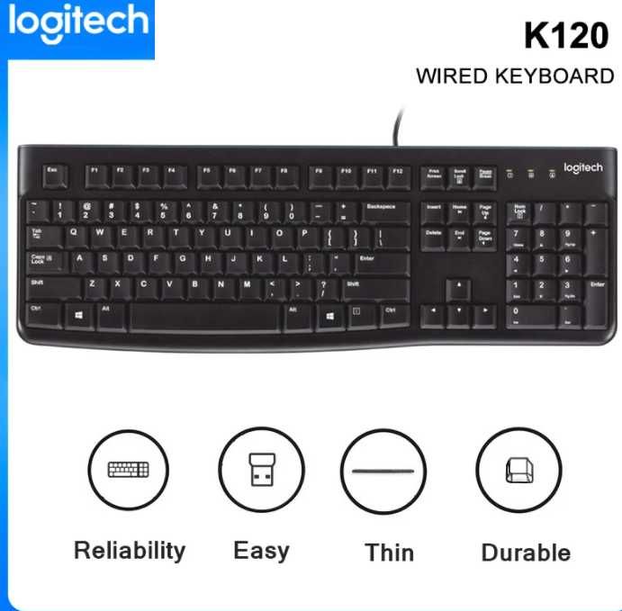 LOGITECH K120 klawiatura wodoodporna USB CICHA PC