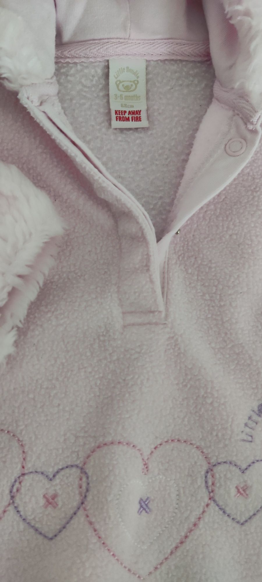 Bluza polarowa Miś z kapturem z uszkami, rozmiar 68 (3-6 miesięcy).