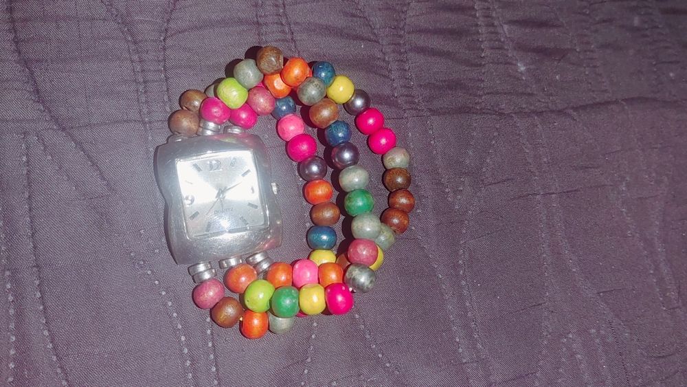 Zegarek damski drewniane koraliki bransoletka