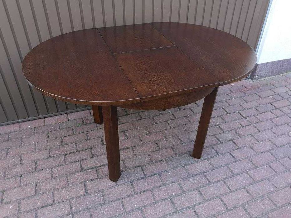 Stół Art-Deco Okrągły 100 Zgrabny Antyk Stary Rozkładany Po Renowacji.