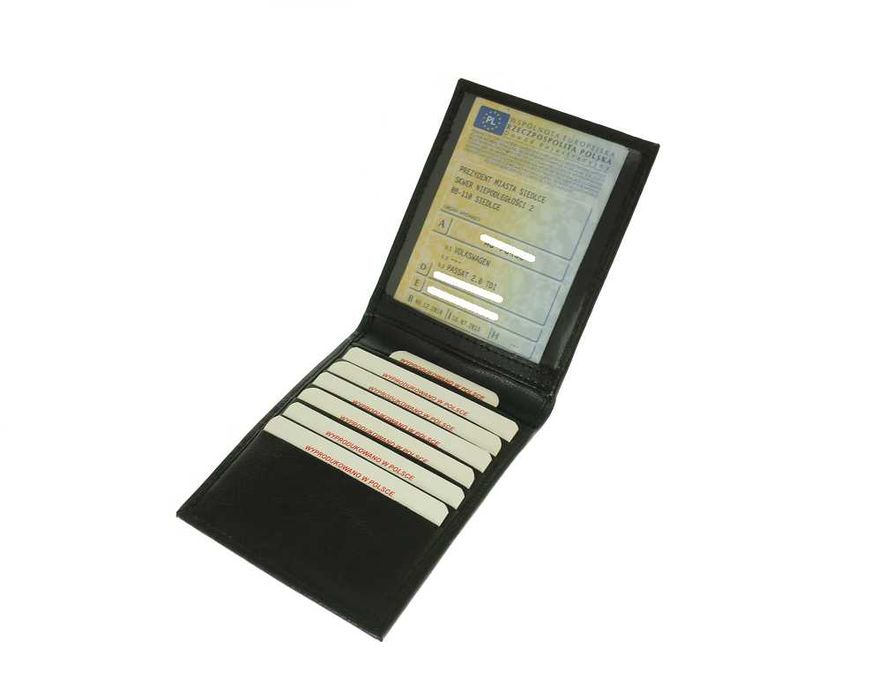 skórzane etui na dokumenty dowód rejestracyjny OC PL PROD czarny