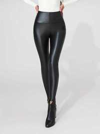 Wysoki stan legginsy czarne eko skóra 44 / 46 2xl 3xl spodnie