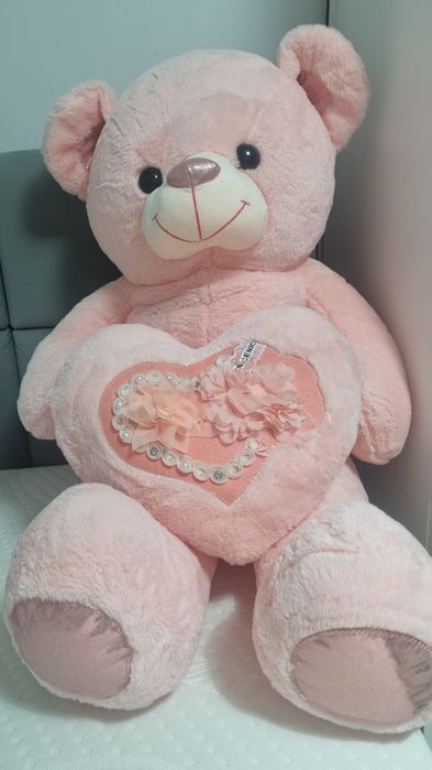 Miś różowy duży z serduszkiem