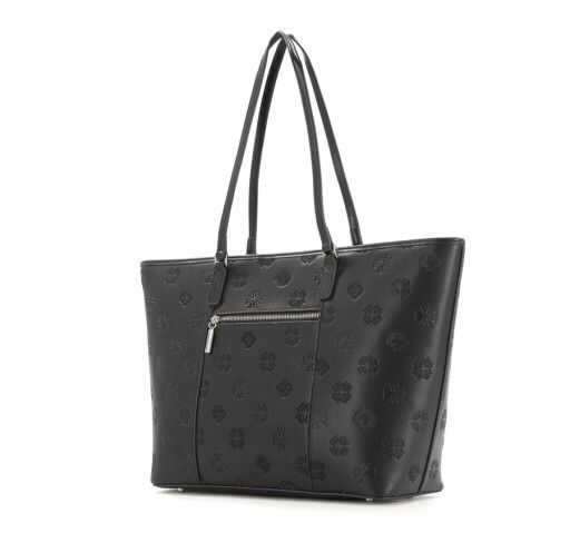 Czarna torebka shopper Wittchen monogram, torba skórzana logowana LV