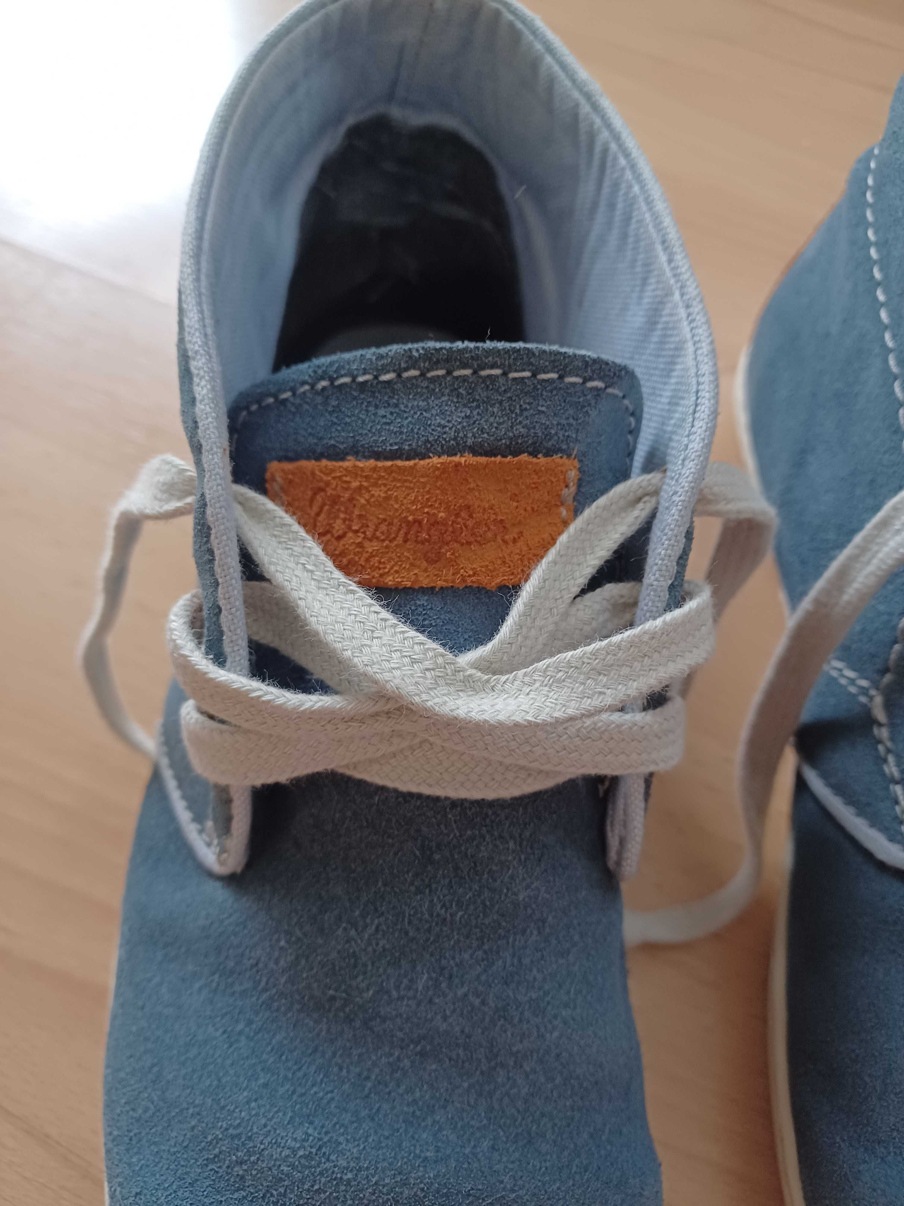 Męskie granatowe buty za kostkę, tenisówki, skórzane, Wrangler, r. 40