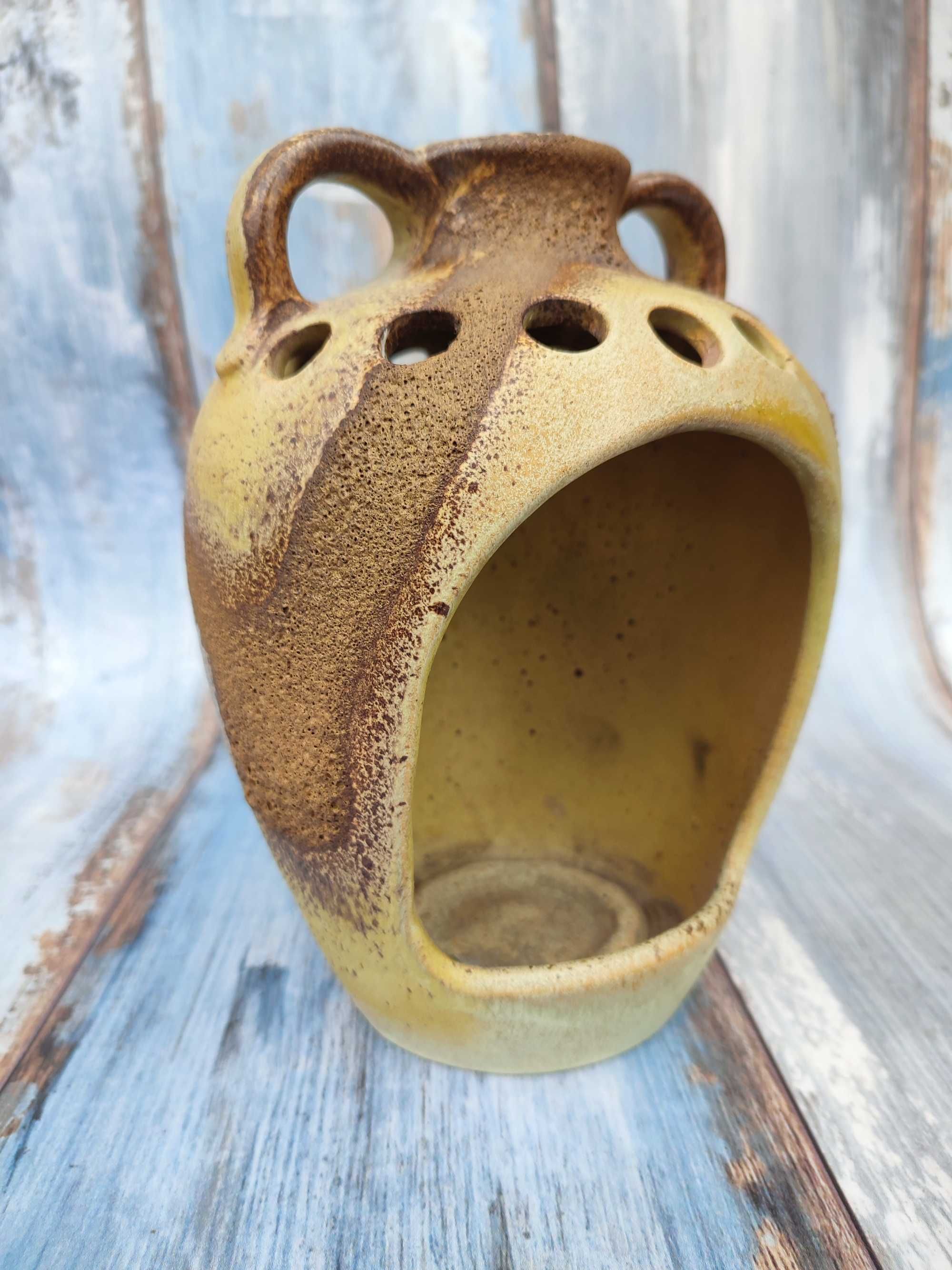 Ceramiczny świecznik w kształcie wazonu - Vintage -Lava