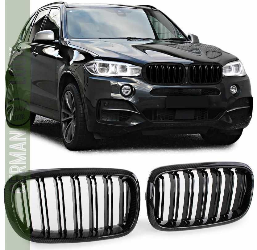 Grelha dupla lâmina Sport carbono preto para BMW X5 F15 X6 F16