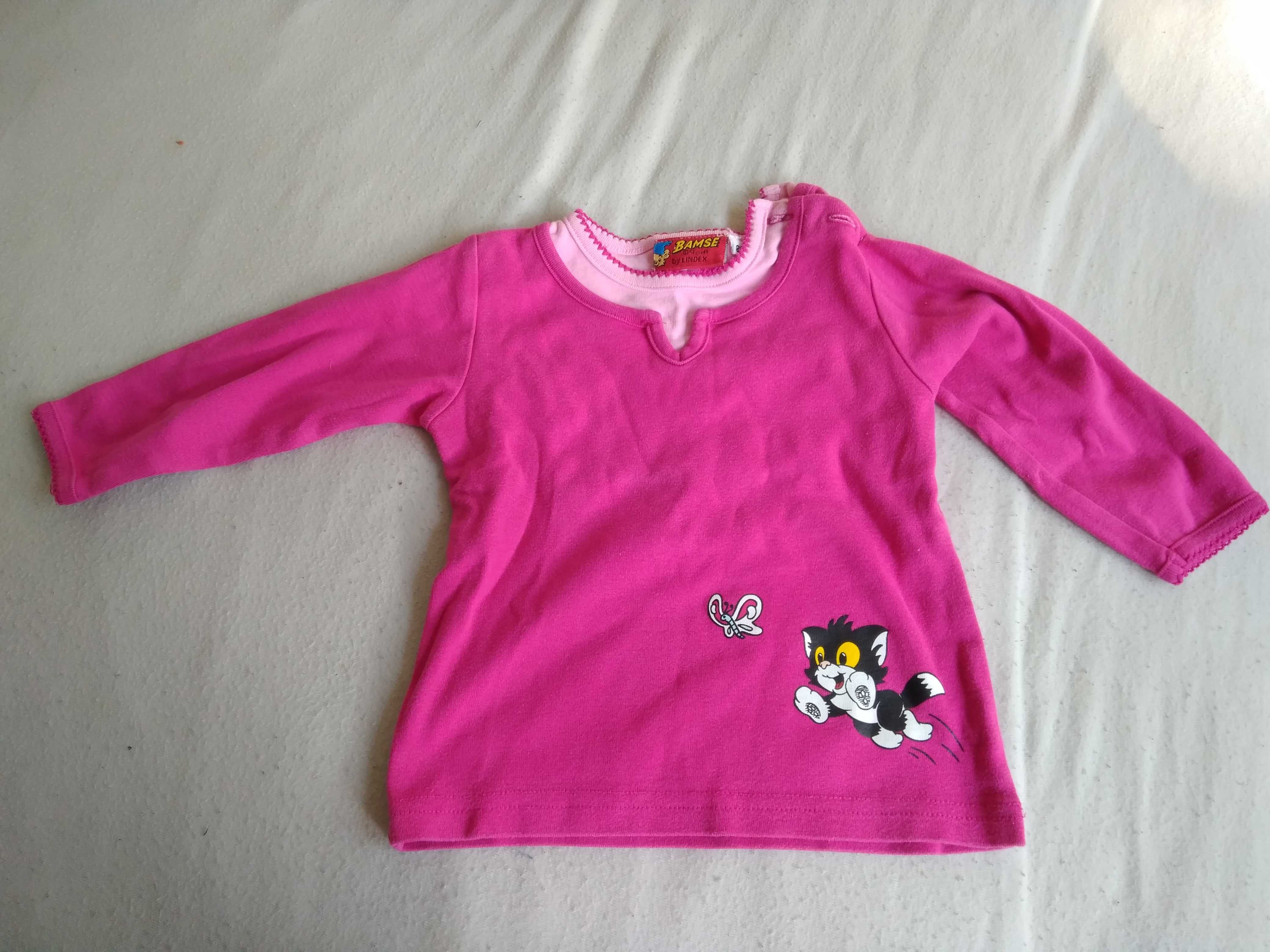 Bluza malinowo-różowa 80 z kotkiem