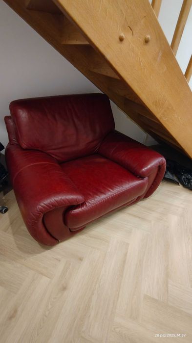 Sofa 3,2,1 Czerwona skóra naturalna Producent Polska