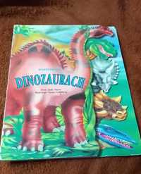 Książka o dinozaurach obrazki krótka notatka twarde kartki