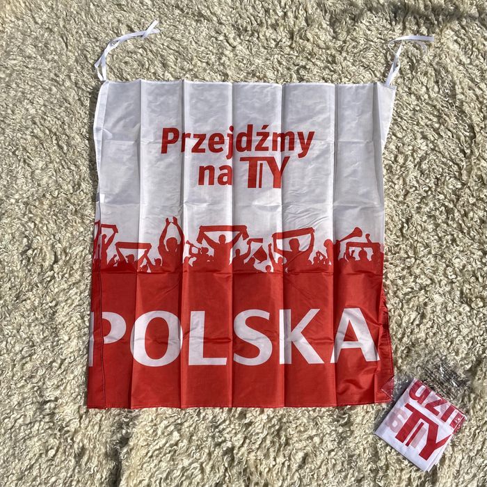 Zestaw dwie flagi Polski Tyskie piwo