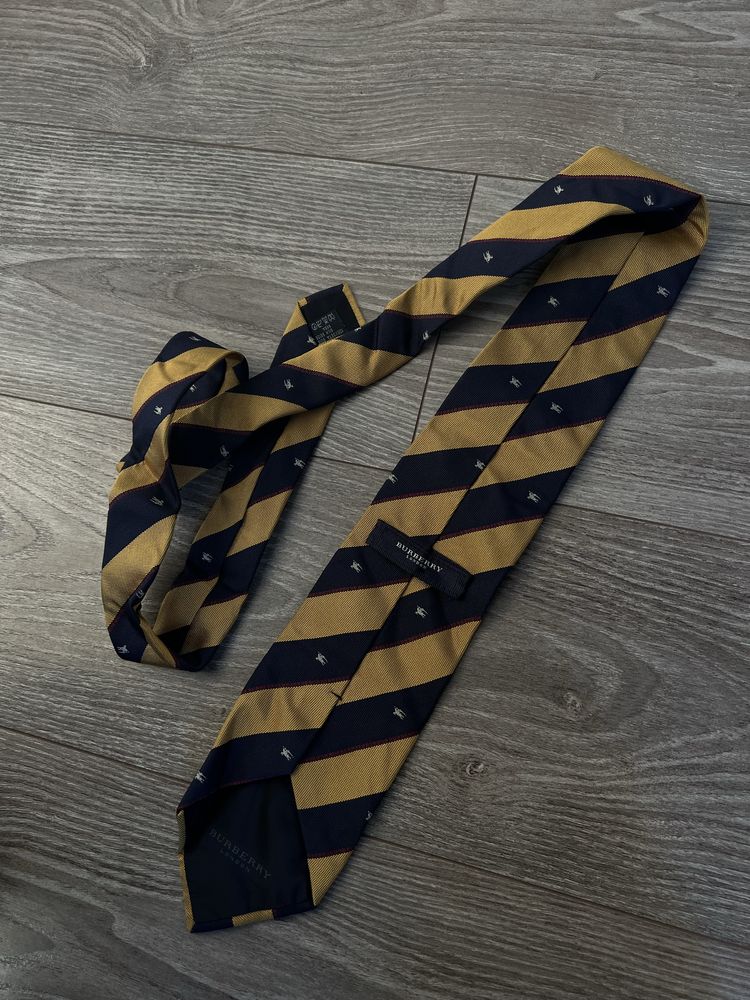 Krawat Vintage Burberry Monogram Big logo Knit 100% Silk