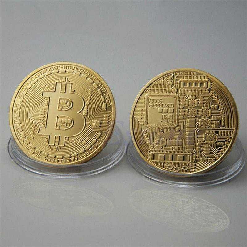 Bitcoin Złota Moneta Okrągła Kolekcjonerska Kryptowaluty BTC 1 Szt.