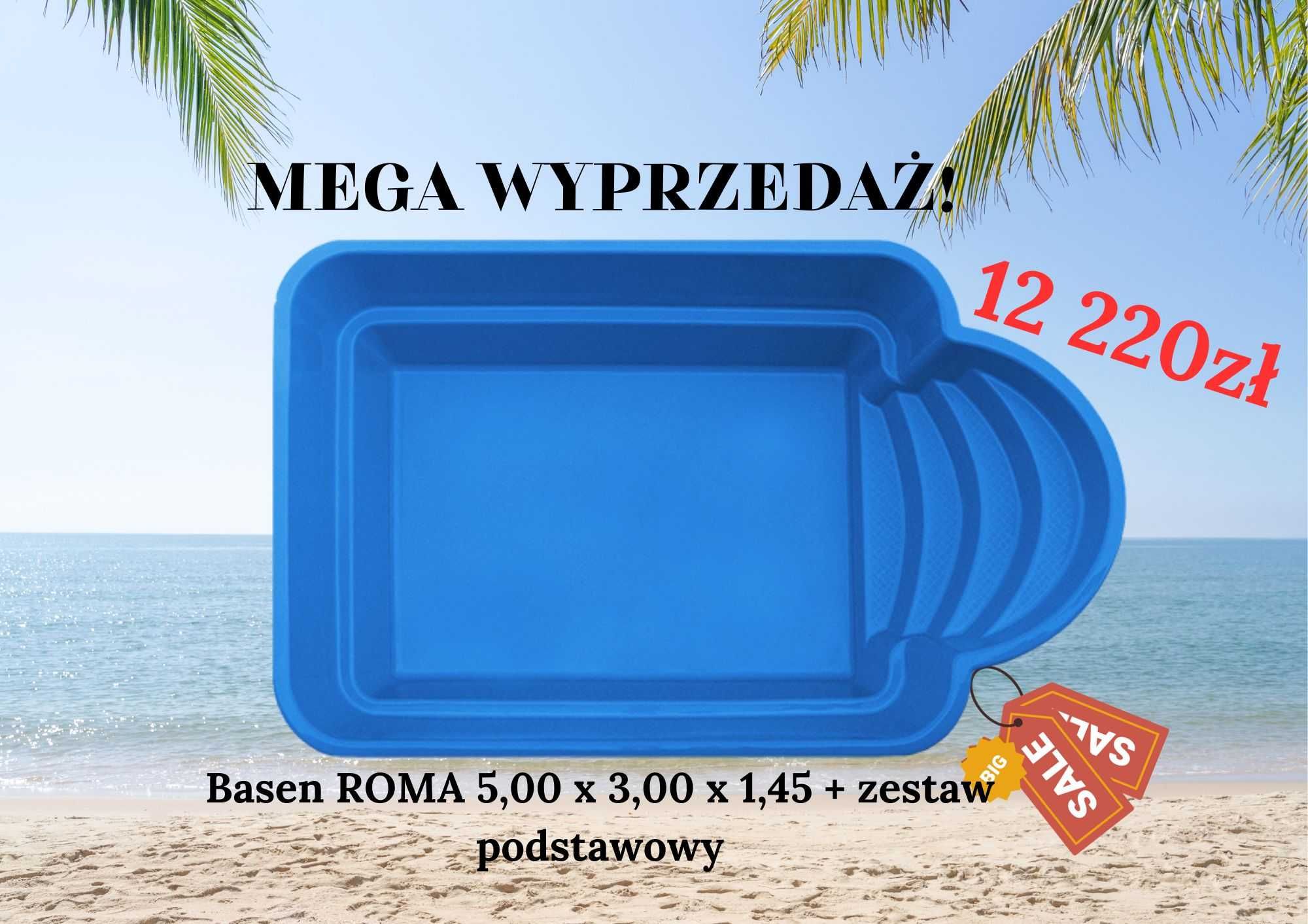 Basen ogrodowy wkopywany z laminatu gotowy 5x3x1,45 zestaw