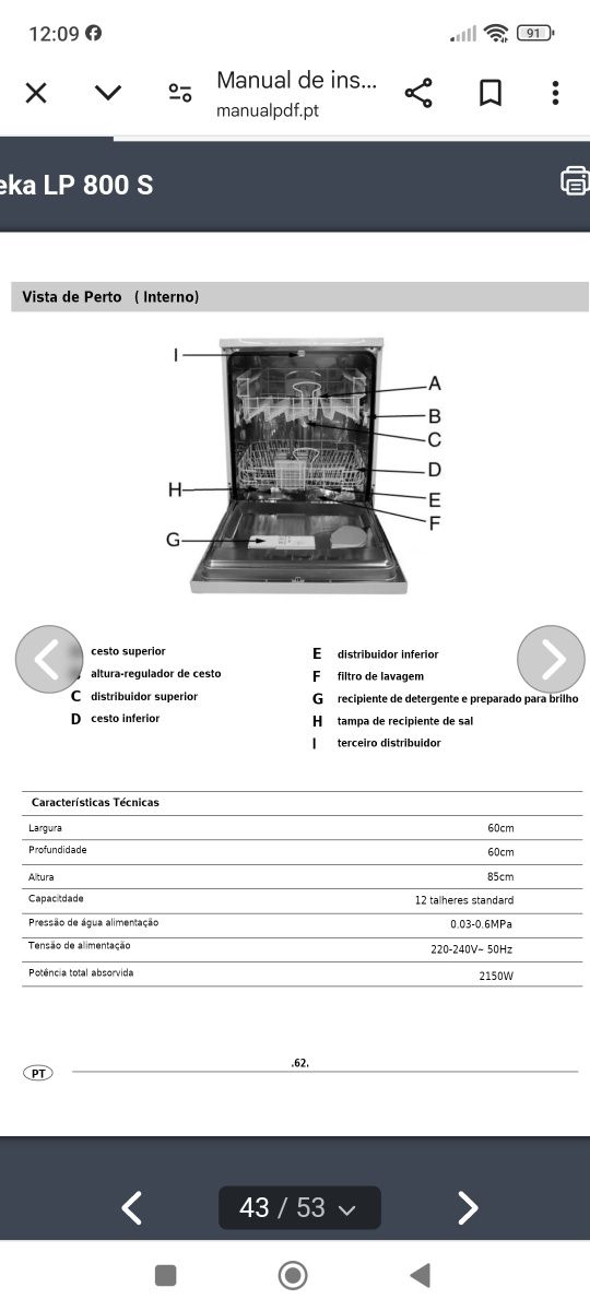 Maquina lavar loiça Teka LP 800 S