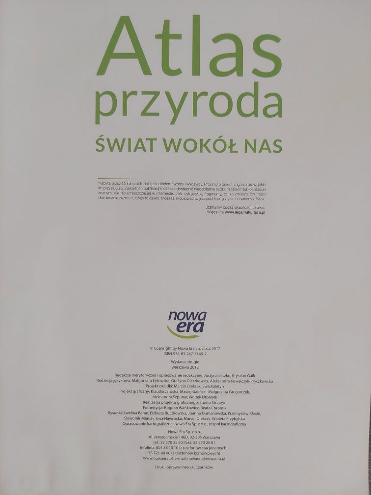 Atlas Przyroda wydawnictwa Nowa Era 2017 rok