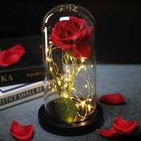 WIECZNA RÓŻA w szkle LED - prezent na WALENTYNKI dla dziewczyny, żony