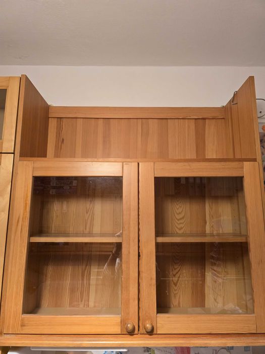 Szafki wiszące 4 szt - drewno szkło - dwa rodzaje